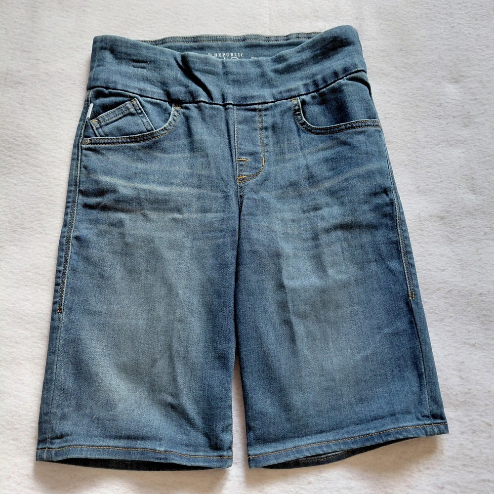 Rock & Republic Denim Rx Fever Pull On Bermuda Shorts Blue Slim Womens 6M 28